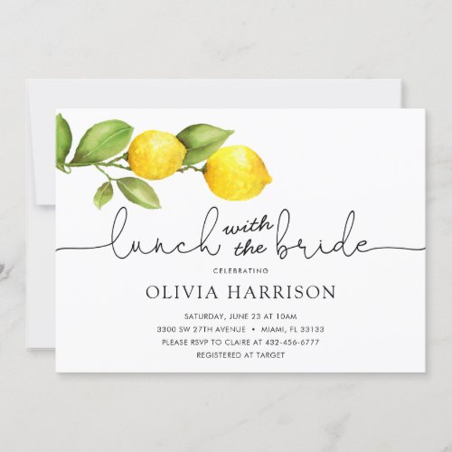 Lemon Lunch with the Bride Shower Invitation