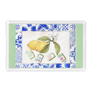 lemon mahjong green acrylic tray