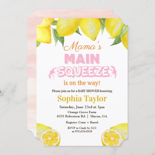 Lemon Main Squeeze Baby Shower Invitation
