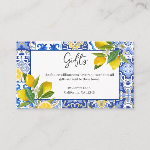 Lemon main squeeze Bridal Shower Gift details Enclosure Card