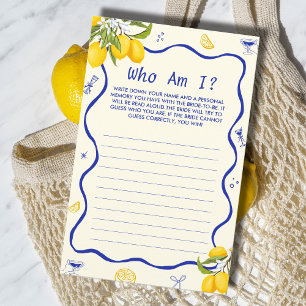 Lemon Main Squeeze Bridal Shower Guess Who Game