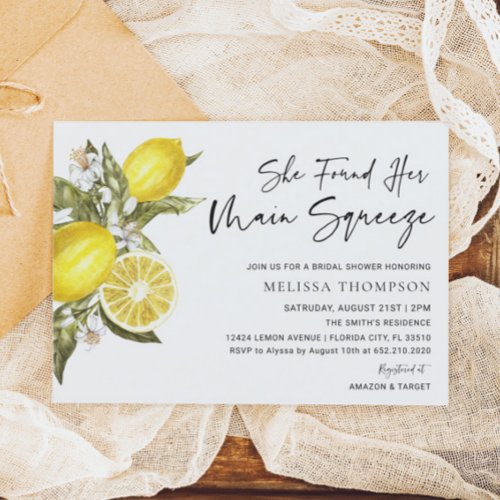 Lemon Main Squeeze Bridal Shower Invitation