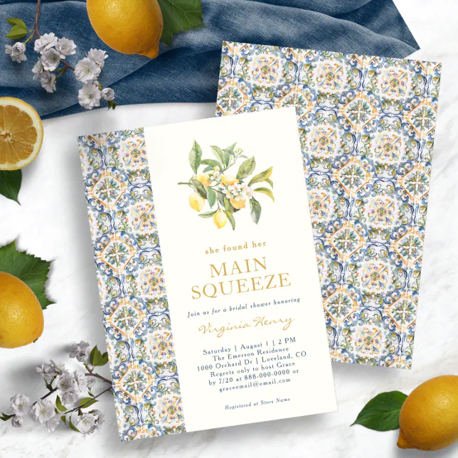 Lemon Main Squeeze Bridal Shower Invitation | Zazzle