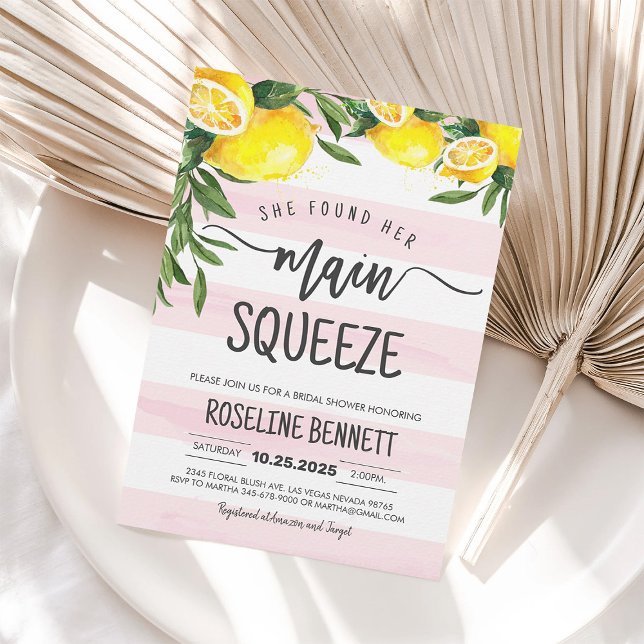Lemon Main Squeeze Bridal Shower Invitation (Creator Uploaded)