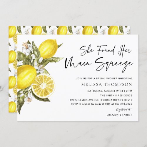 Lemon Main Squeeze Bridal Shower Invitation