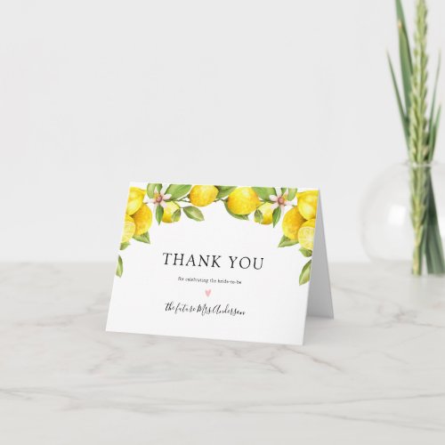 Lemon Main Squeeze Bridal Shower Thank You Note Card