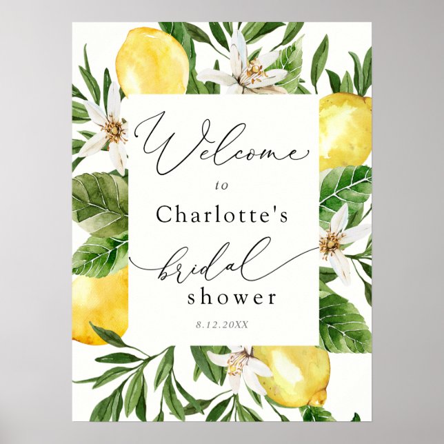 Lemon Main Squeeze Bridal Shower Welcome Poster (Front)