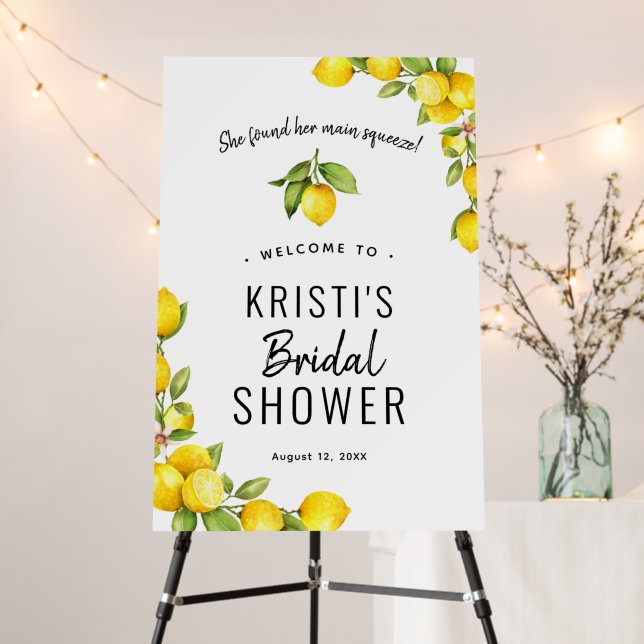 Lemon Main Squeeze Bridal Shower Welcome Sign (In Situ (Stand))