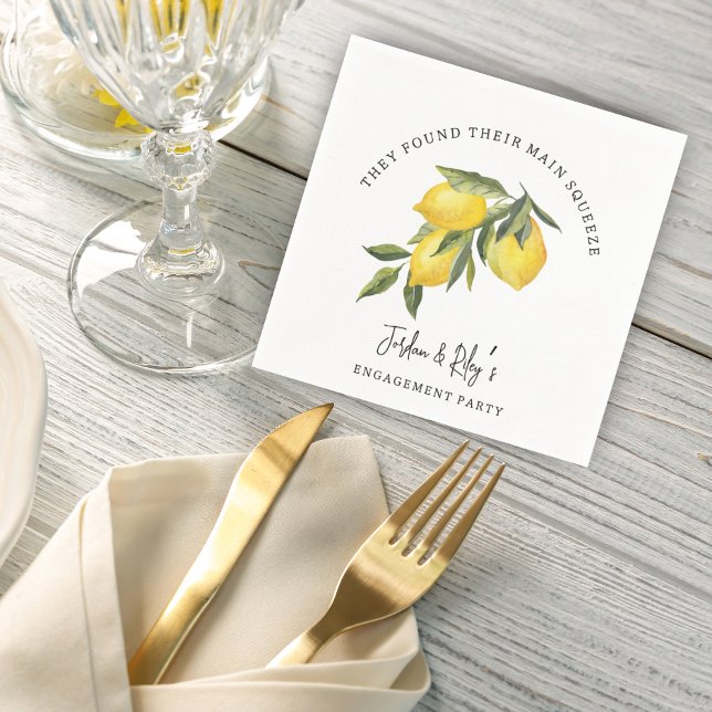 Lemon Main Squeeze Gender Neutral Engagement Party Napkins (Creator Uploaded)