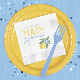 Lemon Main Squeeze Personalized Coined Cocktail Napkins