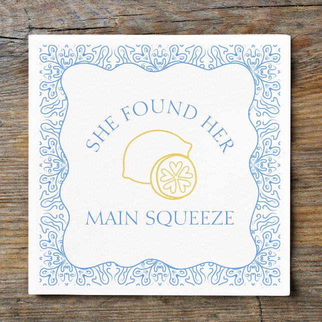 Lemon 'Main Squeeze' Trendy Fun Bachelorette Party Napkins (Creator Uploaded)