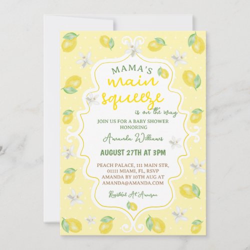 Lemon Mamas Main Squeeze Baby Shower Invitation