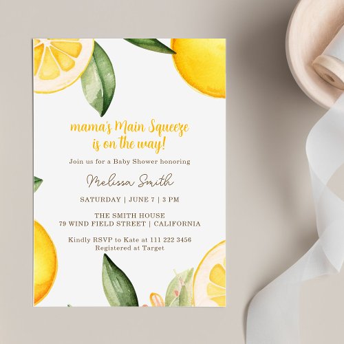 Lemon Mamas Main Squeeze Baby Shower Invitation