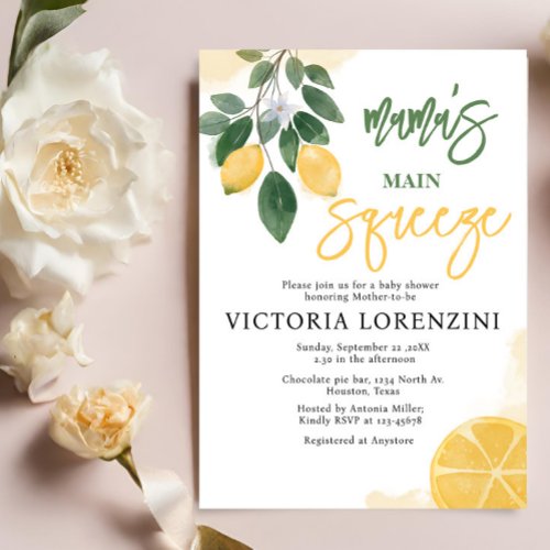 Lemon Mamas Main Squeeze Baby Shower Invitation