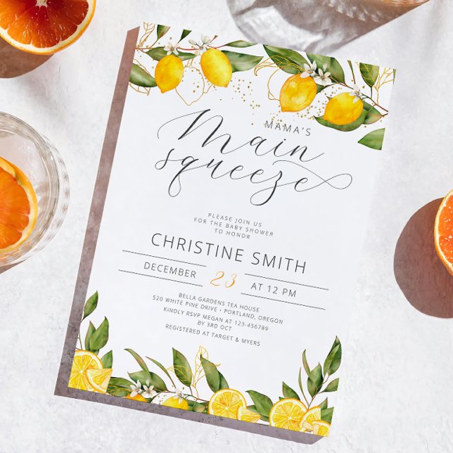 Lemon Mama's Main Squeeze Baby Shower Invitation (Creator Uploaded)