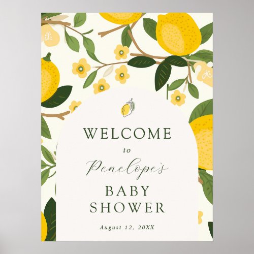 Lemon Mamas Main Squeeze Baby Shower Welcome Poster