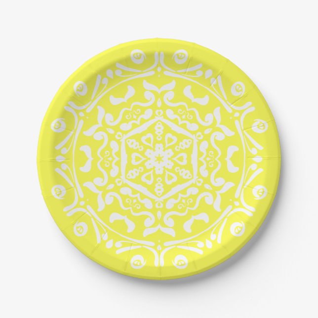 Lemon Mandala Paper Plates (Front)