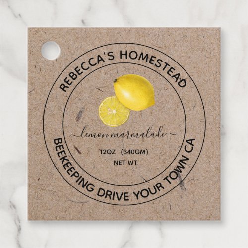  Lemon  Marmalade Kraft Paper Canning Jar Labels 