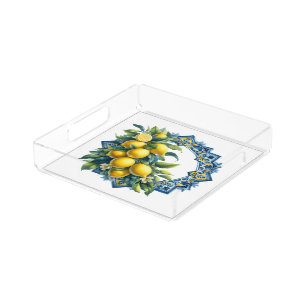 Lemon Mediterrainean Tile Acrylic Tray