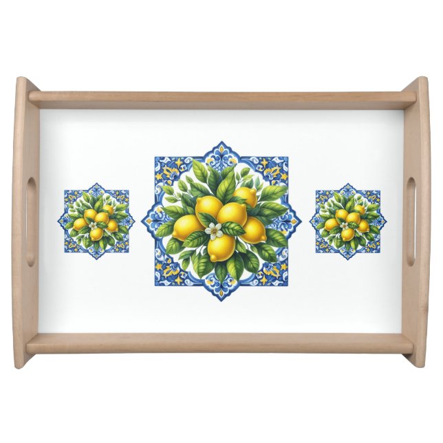 Lemon Mediterrainean Tile Serving Tray (Front)