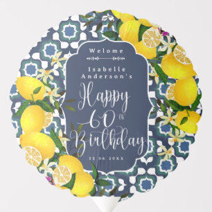 Lemon Mediterranean 60th Birthday Navy Balloon
