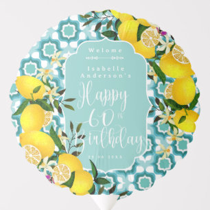 Lemon Mediterranean 60th Birthday Ocean Blue Balloon