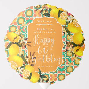 Lemon Mediterranean 60th Birthday Orange Balloon