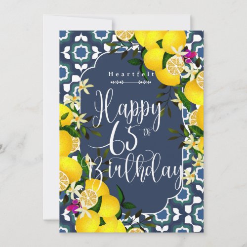 Lemon Mediterranean 65th Birthday Navy Blue