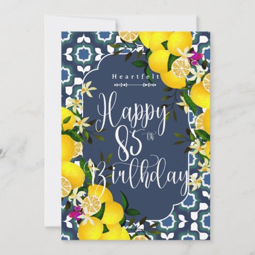 Lemon Mediterranean 85th Birthday Navy Blue