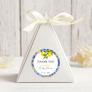 Lemon Mediterranean Baby Shower Thank You Favor Classic Round Sticker