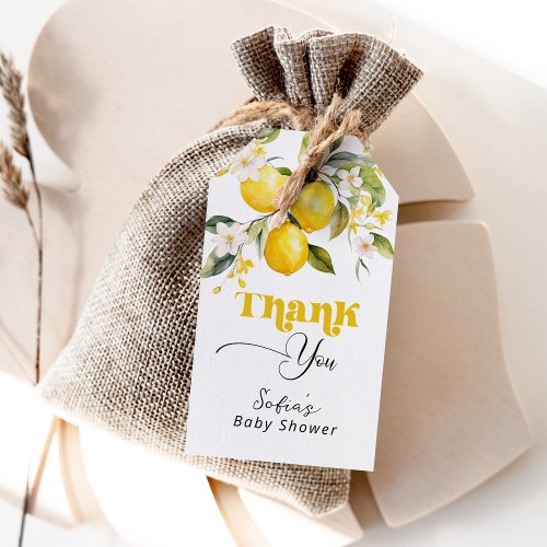 Lemon mediterranean baby shower thank you gift tags