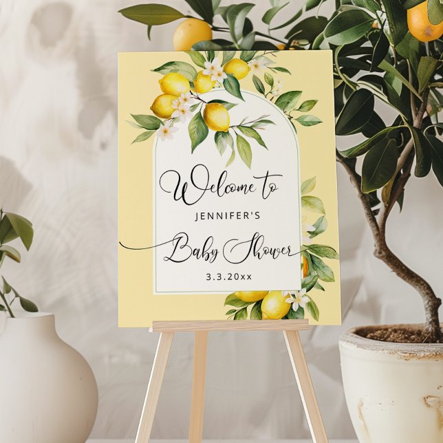 Lemon mediterranean baby shower Welcome Foam Board (Creator Uploaded)