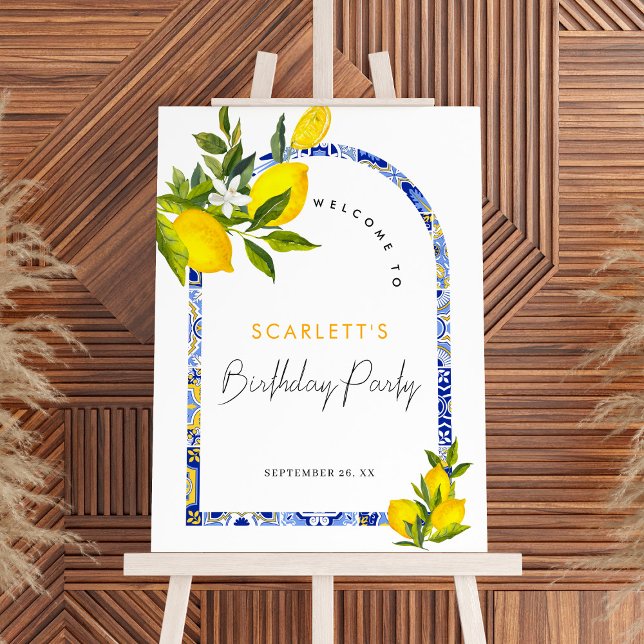 Lemon Mediterranean Birthday Party Welcome Sign (Creator Uploaded)