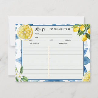 Lemon Mediterranean Blue Tile | Recipe Cards 