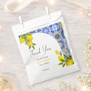 Lemon Mediterranean Boho Arch Baby Shower Favor Bag