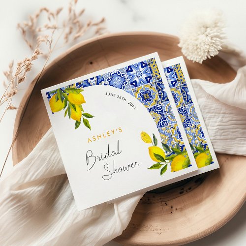 Lemon Mediterranean Boho Arch Bridal Shower Napkins