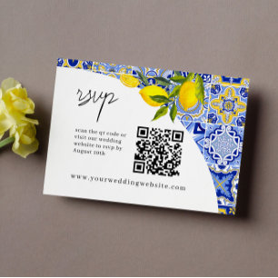Lemon Mediterranean Boho Arch RSVP QR Code Card