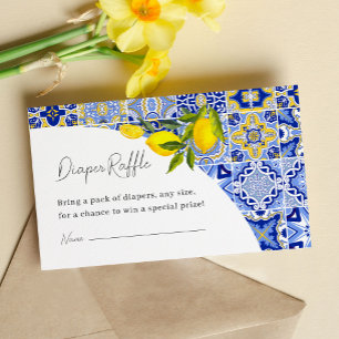 Lemon Mediterranean Boho Baby Shower Diaper Raffle Enclosure Card