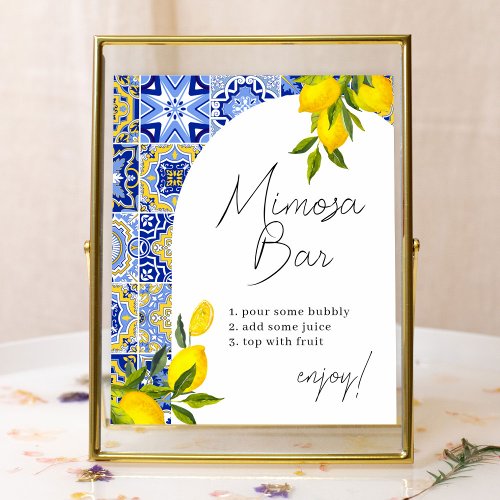 Lemon Mediterranean Boho Bridal Shower Mimosa Bar Poster