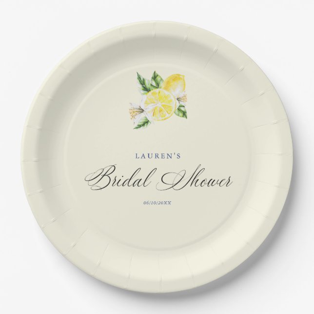 Lemon Mediterranean bridal shower italian  Paper Plates (Front)