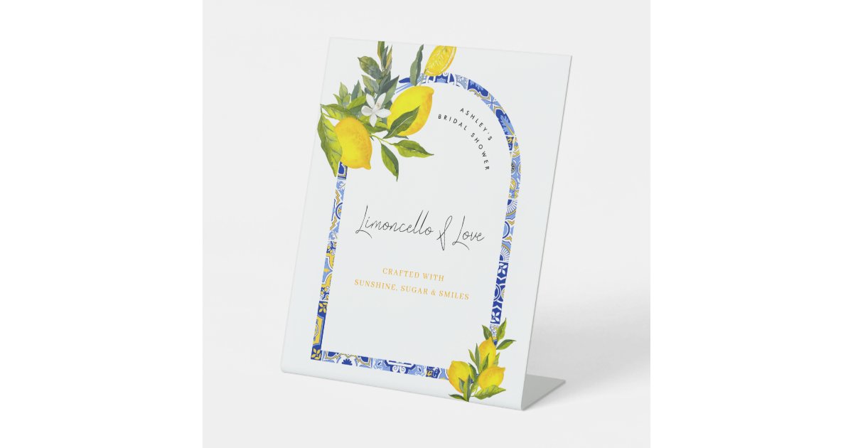 Limoncello Sign Lemon Mediterranean Bridal Shower Limoncello Cart Pedestal Sign | Zazzle