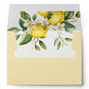 Lemon mediterranean citrus invitation 5x7 envelope