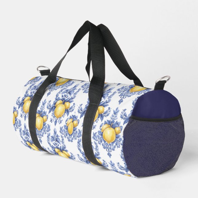 Lemon Mediterranean Citrus Pattern  Duffle Bag (Right Corner)