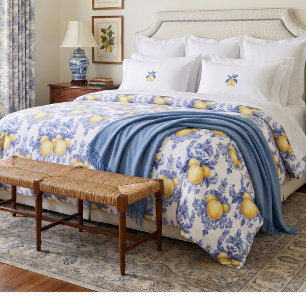 Lemon Mediterranean Citrus Pattern Duvet Cover