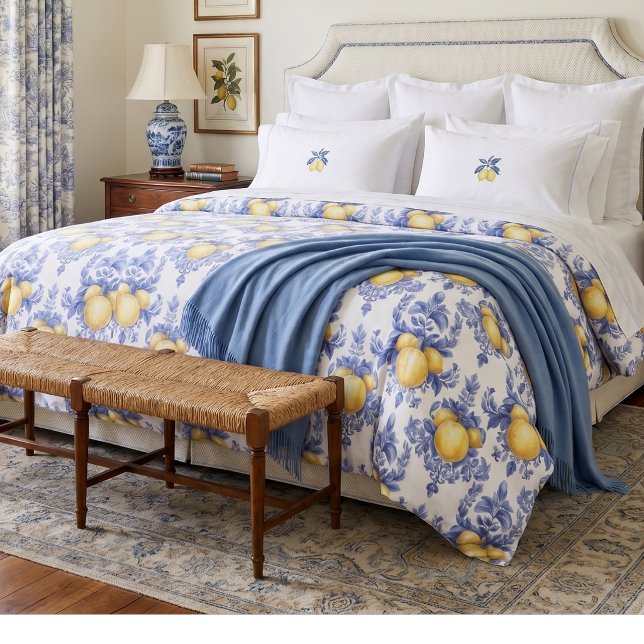 Lemon Mediterranean Citrus Pattern Duvet Cover (Creator Uploaded)