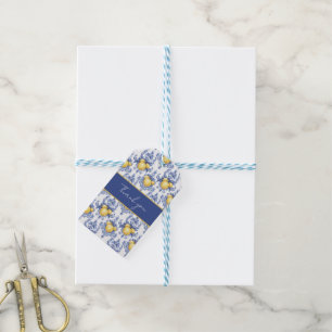 Lemon Mediterranean Citrus Pattern Gift Tags