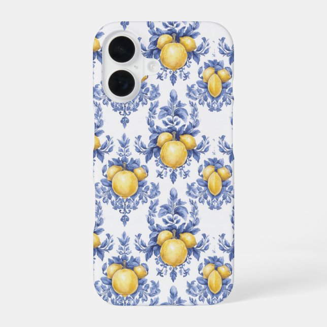 Lemon Mediterranean Citrus Pattern  iPhone Case (Back)