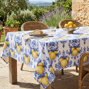 Lemon Mediterranean Citrus Pattern  Tablecloth