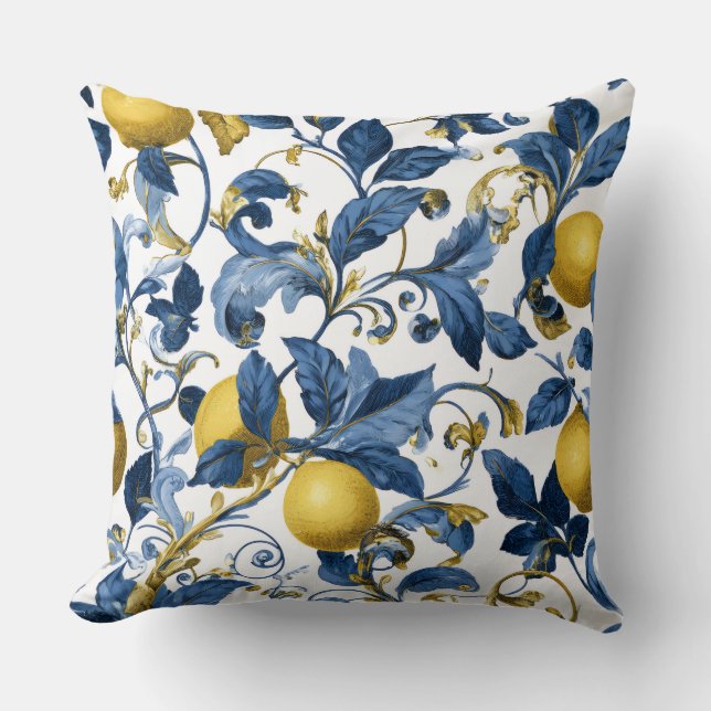 Lemon Mediterranean Decorative Throw Pillow  (Front)