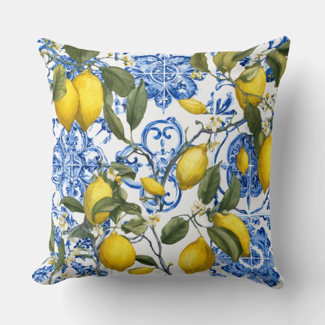 Lemon Mediterranean Decorative Throw Pillow  (Front)